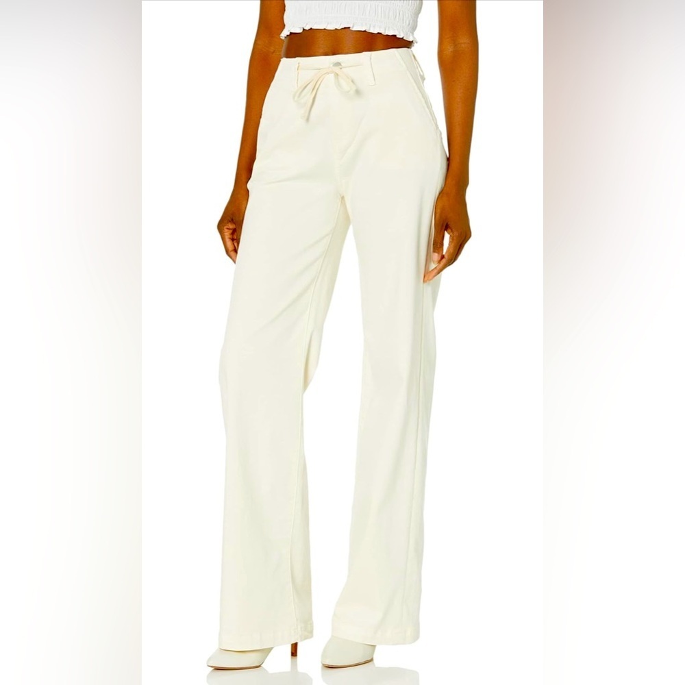 Paige “Carly” Cream Colored Drawstring Wide Leg High Waisted Pants size 18 NEW